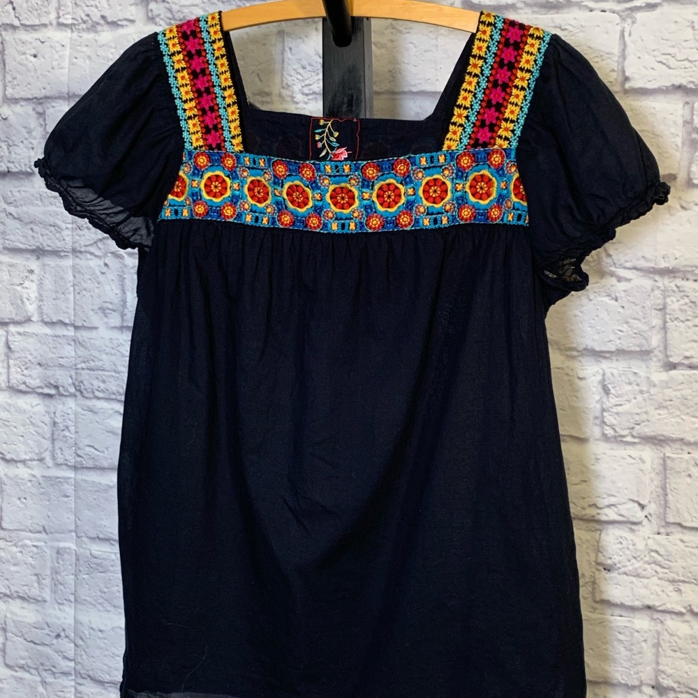 Johnny Was embroidered Peasant Top